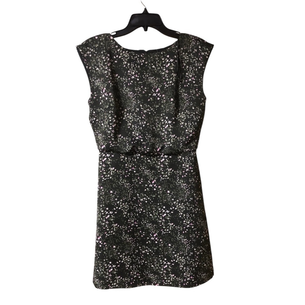 Banana Republic Monochrome Abstract Print Fit & Flare Dark Green Dress Size 0